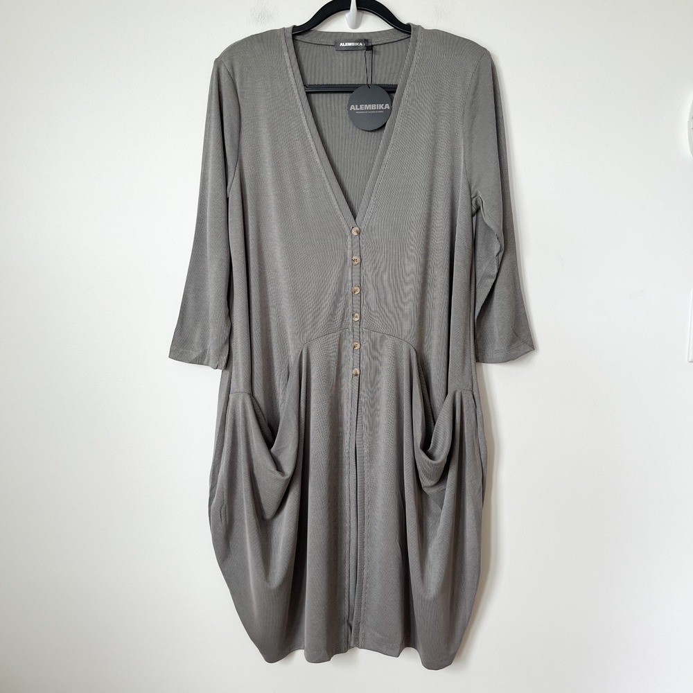 NEW Alembika Essential Draped Cocoon Jacket Fog Womens 10-12